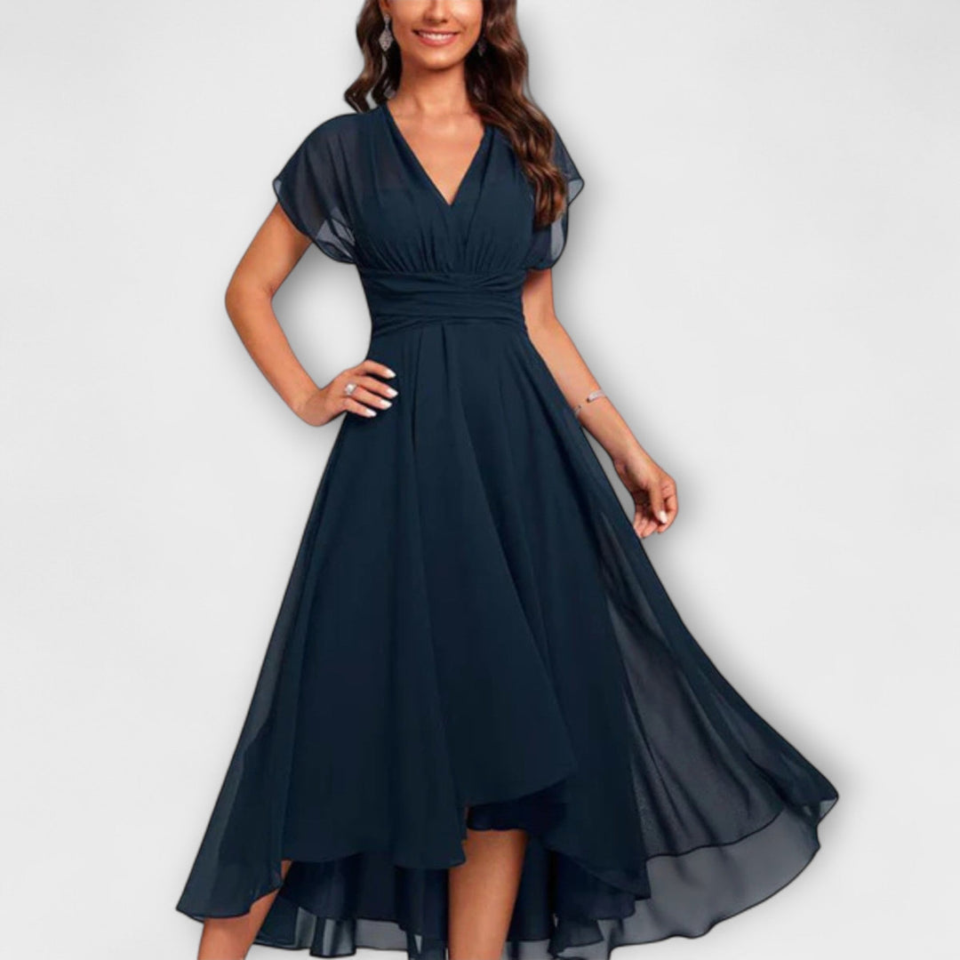 EMMYLINE | FLOWING EVENING DRESS WITH V-NECKLINE