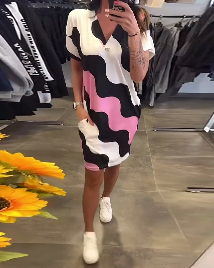 AVRILL | COLORFUL WAVE PRINT DRESS