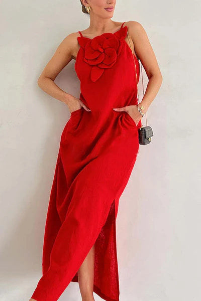 YASINA | ELEGANT SUMMER DRESS WITH FLOWER