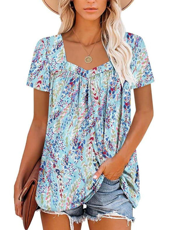 VICKY | COSY TOP WITH SHORT SLEEVES & PRINT