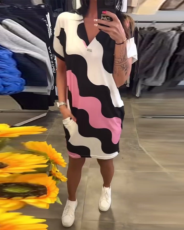 AVRILL | COLORFUL WAVE PRINT DRESS
