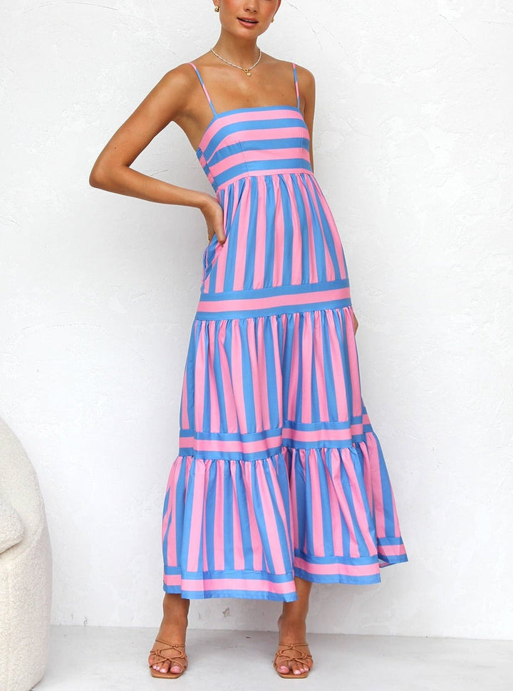 MOUNA | STRIPED SPAGHETTI  STRAP DRESS