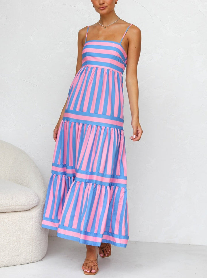 MOUNA | STRIPED SPAGHETTI  STRAP DRESS