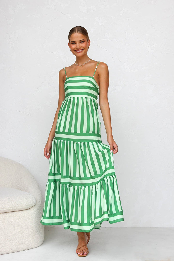 MOUNA | STRIPED SPAGHETTI  STRAP DRESS