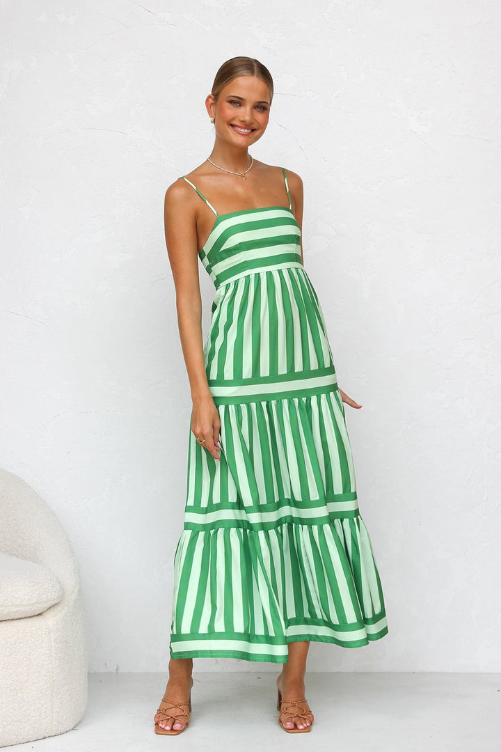 MOUNA | STRIPED SPAGHETTI  STRAP DRESS