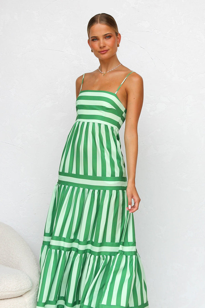 MOUNA | STRIPED SPAGHETTI  STRAP DRESS