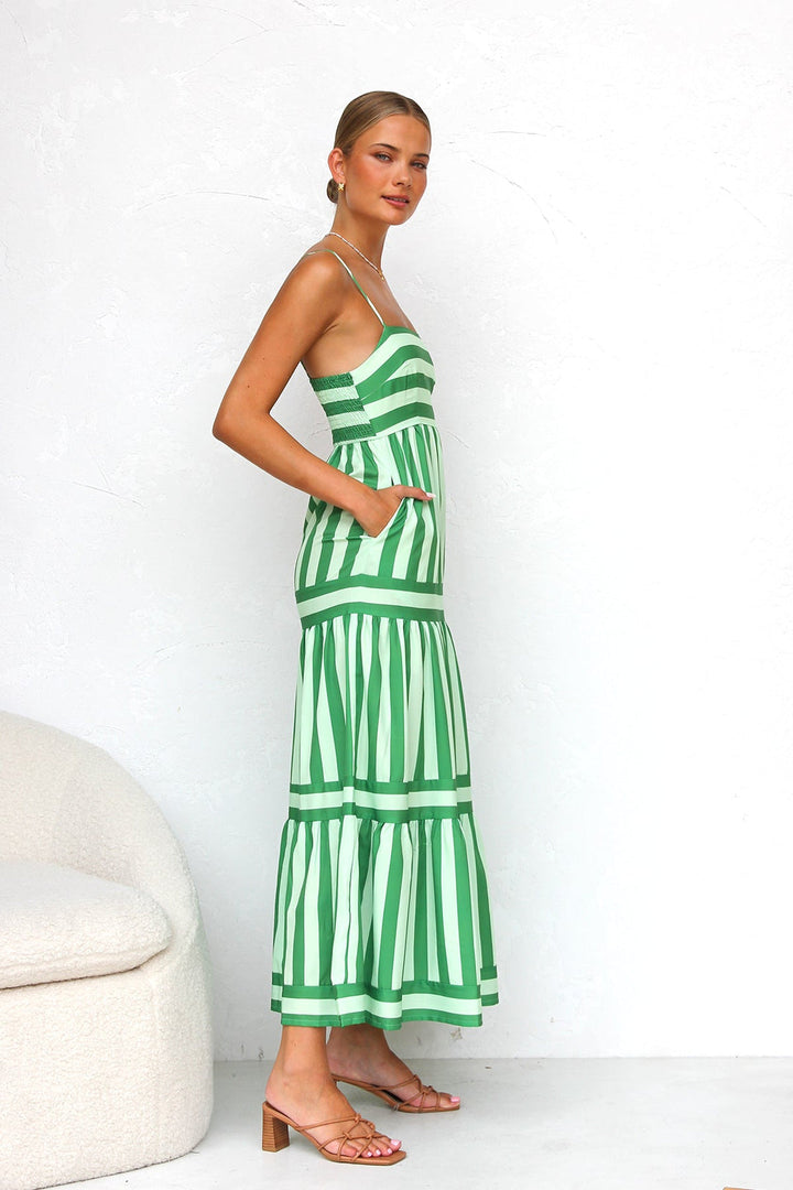 MOUNA | STRIPED SPAGHETTI  STRAP DRESS