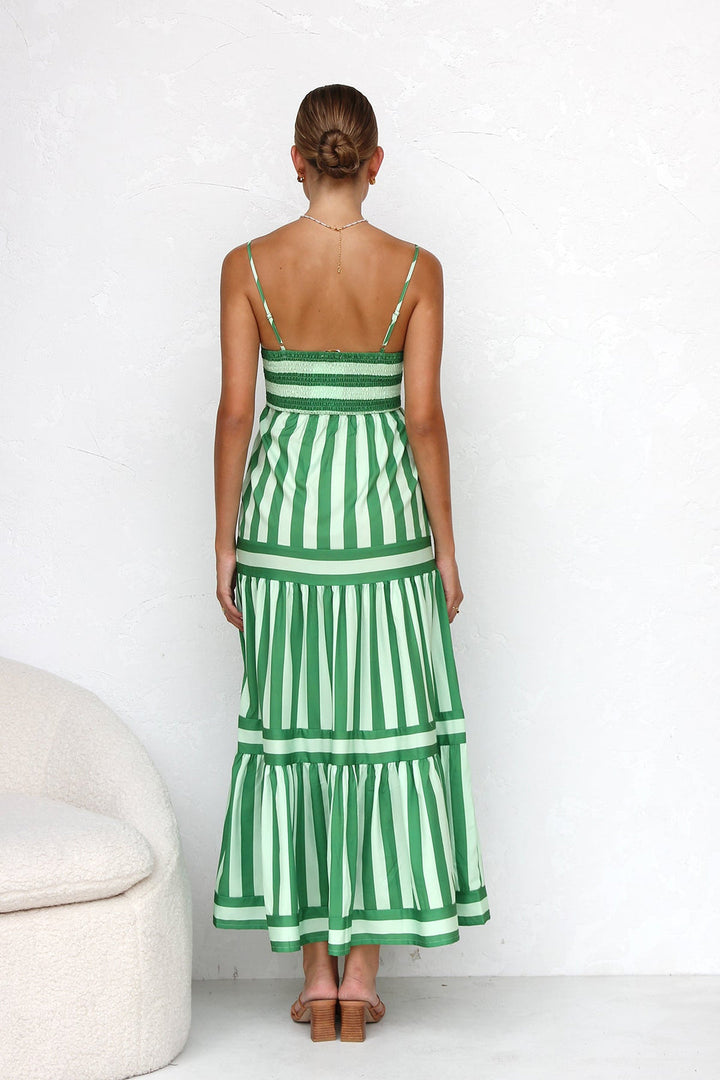 MOUNA | STRIPED SPAGHETTI  STRAP DRESS